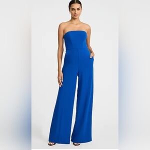 EXPRESS Crepe Strapless Wide Leg with Pockets, Cobalt Blue Color Jumpsuit!